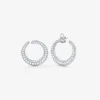 Pendientes de aro abiertos peque&ntilde;os de oro blanco de 18K con pavé de diamantes