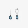 Pendientes de aro con colgante de oro blanco de 18K con topacio y diamante