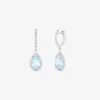 Pendientes de aro con colgante de oro blanco de 18K con topacio y diamante
