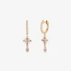 Pendientes de aro con colgante de oro rosa de 18K con zafiro y diamante