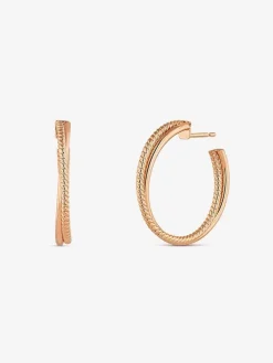 Pendientes de aro cruzados de oro rosa de 18K
