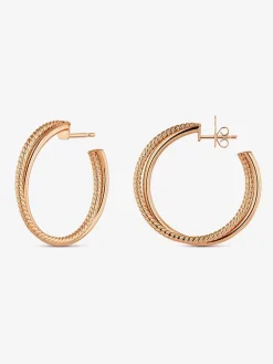 Pendientes de aro cruzados de oro rosa de 18K
