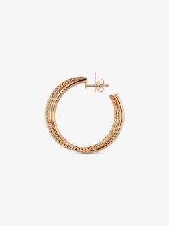 Pendientes de aro cruzados de oro rosa de 18K