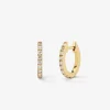 Pendientes de aro de oro amarillo de 18K con diamantes blancos en talla brillante de 0,25 cts