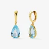 Pendientes de aro de oro amarillo de 18K 2 topacios azul sky en talla pera