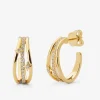 Pendientes de aro de oro amarillo de 18K con 40 diamantes en talla brillante con un total de 0,37 cts