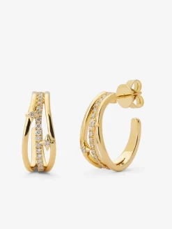 Pendientes de aro de oro amarillo de 18K con 40 diamantes en talla brillante con un total de 0,37 cts