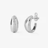 Pendientes de aro de oro blanco de 18K con pavé de diamantes en talla brillante