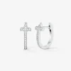 Pendientes de aro de oro blanco de 18K con diamante