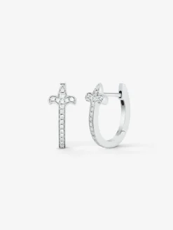Pendientes de aro de oro blanco de 18K con diamante