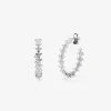 Pendientes de aro de oro blanco de 18K con 90 diamantes blancos en talla brillante con un total de 2,64 cts