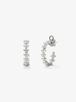 Pendientes de aro de oro blanco de 18K con 66 diamantes en talla brillante con un total de 1,01 cts