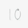 Pendientes de aro de oro blanco de 18K con 50 diamantes en talla brillante con un total de 0,74 cts