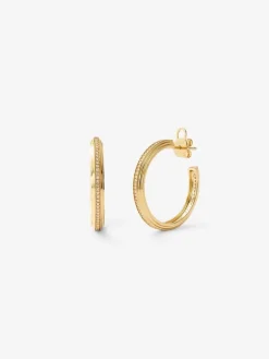 Pendientes de aro de oro amarillo de 18K con 124 diamantes en talla brillante con un total de 0,3 cts