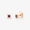 Pendientes de aro de oro rosa de 18K con 2 rub&iacute;es rojos en talla brillante con un total de 0,29 cts y 8 diamantes en talla brillante con un total de 0,17 cts