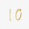 Pendientes de aro de oro amarillo de 18K con diamantes blancos en talla brillante de 0,5 cts