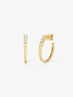 Pendientes de aro de oro amarillo de 18K con diamantes blancos en talla brillante de 0,5 cts