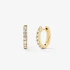 Pendientes de aro de oro amarillo de 18K con 14 diamantes blancos en talla brillante con un total de 0,39 cts