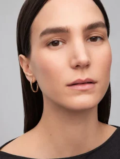 Pendientes de aro de oro amarillo de 18K con diamantes blancos en talla brillante de 0,5 cts