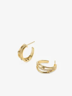 Pendientes de aro de oro amarillo de 18K con 40 diamantes en talla brillante con un total de 0,37 cts