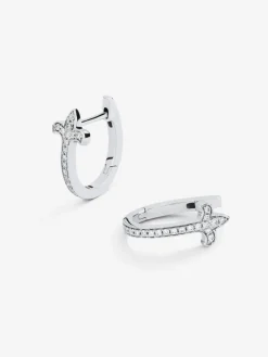 Pendientes de aro de oro blanco de 18K con diamante