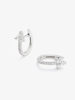 Pendientes de aro de oro blanco de 18K con 22 diamantes en talla brillante con un total de 0,28 cts