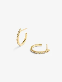 Pendientes de aro de oro amarillo de 18K con 28 diamantes en talla brillante con un total de 0,22 cts