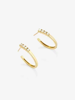 Pendientes de aro de oro amarillo de 18K con diamantes blancos en talla brillante de 0,5 cts