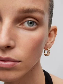 Pendientes de aro de oro amarillo de 18K con 40 diamantes en talla brillante con un total de 0,37 cts
