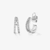Pendientes de aro dobles de oro blanco de 18K con 44 diamantes en talla brillante con un total de 0,41 cts
