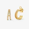 Pendientes de aro dobles de oro amarillo de 18K con 44 diamantes en talla brillante