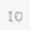 Pendientes de aro múltiple de oro blanco de 18K con 68 diamantes en talla brillante con un total de 0,74 cts