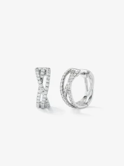 Pendientes de aro múltiple de oro blanco de 18K con 68 diamantes en talla brillante con un total de 0,74 cts