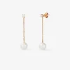 Pendientes de cadena de oro rosa de 18K con 2 diamantes en talla brillante con un total de 0,22 cts y 2 perlas 9mm