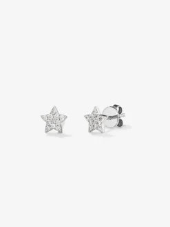 Pendientes de estrella de oro blanco de 18K y diamantes