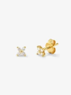 Pendientes de oro amarillo de 18K con diamantes blancos en talla brillante de 0,16 cts