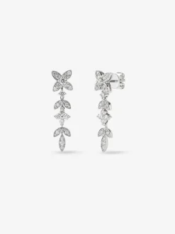 Pendientes de oro blanco de 18K con 62 diamantes en talla brillante con un total de 1,07 cts