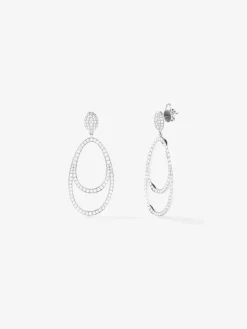 Pendientes de oro blanco de 18K con 210 diamantes en talla brillante con un total de 1,75 cts