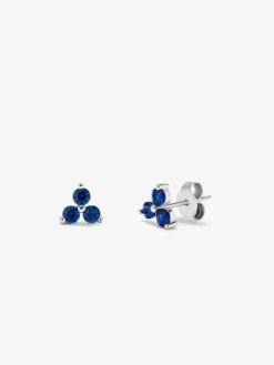 Pendientes de oro blanco de 18K con zafiros azules en talla brillante de 0,77 cts