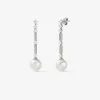 Pendientes de oro blanco de 18K con diamantes blancos en talla brillante de 1,1 cts y perlas australianas de 5mm