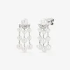 Pendientes de oro blanco de 18K con 20 perlas akoya y 16 diamantes en talla brillante con un total de 0,08 cts