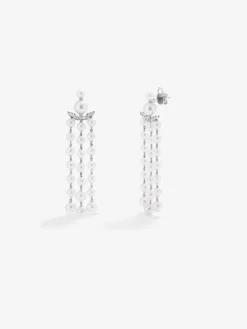 Pendientes de oro blanco con diamantes y perla Akoya