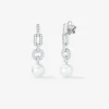 Pendientes de oro blanco de 18K con 2 perlas de 10mm y 64 diamantes en talla brillante con un total de 0,61 cts