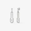 Pendientes de oro blanco de 18K con 2 diamantes en talla esmeralda con un total de 1 cts y 126 en talla brillante con un total de 0,63 cts