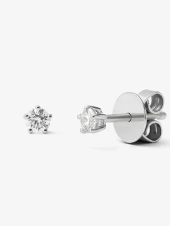 Pendientes de oro blanco de 18K con 2 diamantes en talla brillante con un total de 0,2 cts