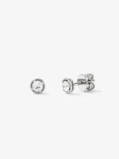 Pendientes de oro blanco de 18K con 2 diamantes en talla brillante con un total de 0,4 cts