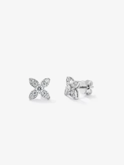 Pendientes de oro blanco de 18K con diamantes blancos en talla brillante de 0,4 cts
