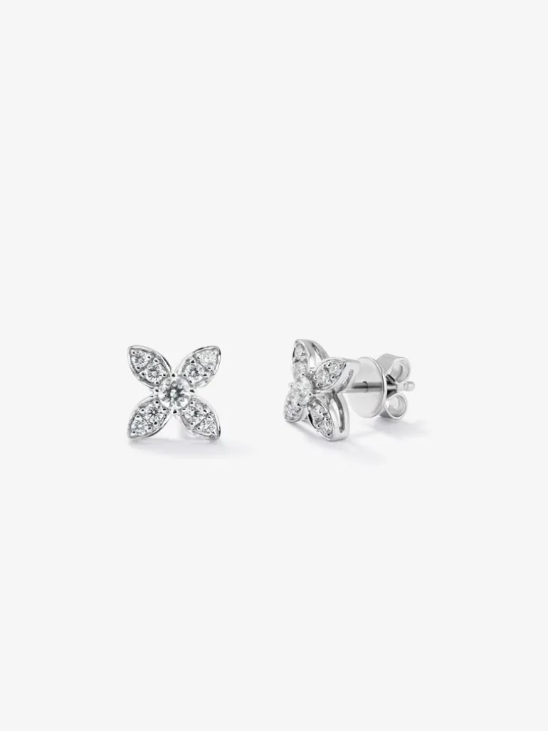 Pendientes de oro blanco de 18K con diamantes blancos en talla brillante de 0,4 cts