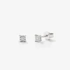 Pendientes de oro blanco de 18K con 2 diamantes en talla princesa con un total de 0,1 cts