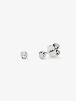 Pendientes de oro blanco de 18K con diamante solitario